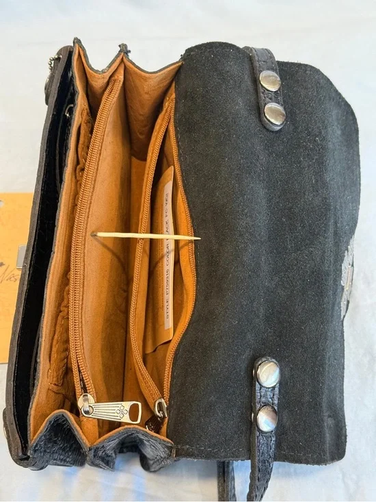 Patricia Nash Black Croc-Embossed Cross Accent Crossbody Bag - Picture 6 of 6